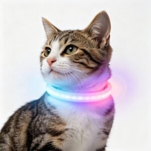 usb rechargeable led cat collar, waterproof light up safety collar for night walking, adjustable multicolor luminous collar for cats & small dogs